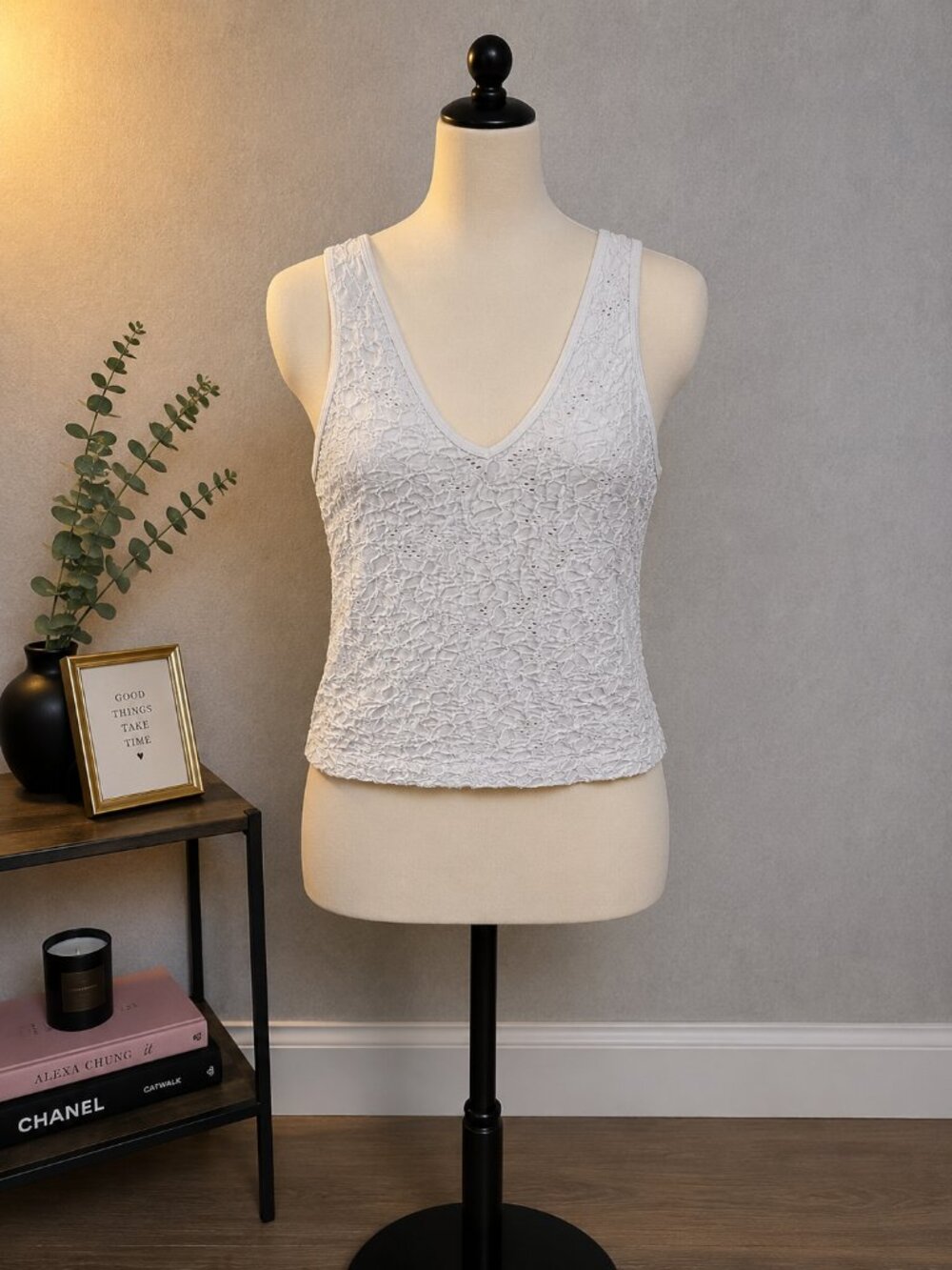 Source Unknown Crinkled V-Neck Tank Top - Light Lavender